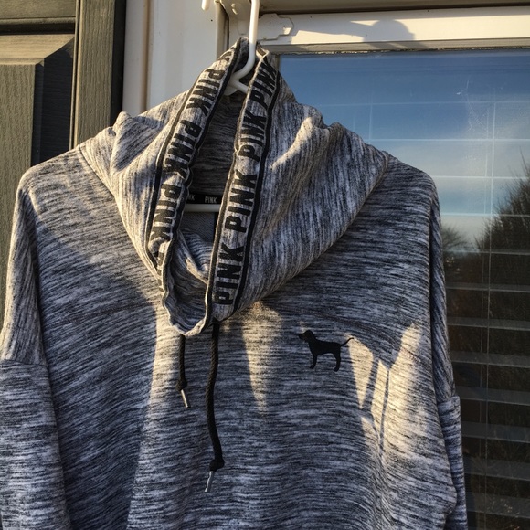 PINK Victoria's Secret Tops - Gray VS Pink Cowl Neck Hoodie